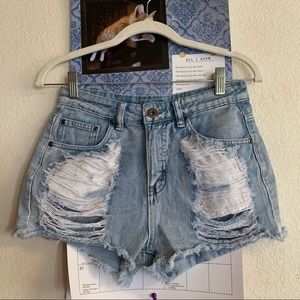Distressed Denim Shorts